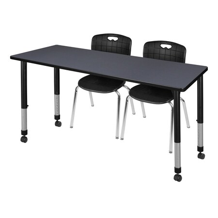 Regency Tables > Height Adjustable > Rectangular Mobile Table & Chair Sets, 60 W, 30 L, 23-34 H, Grey MT6030GYAPCBK40BK